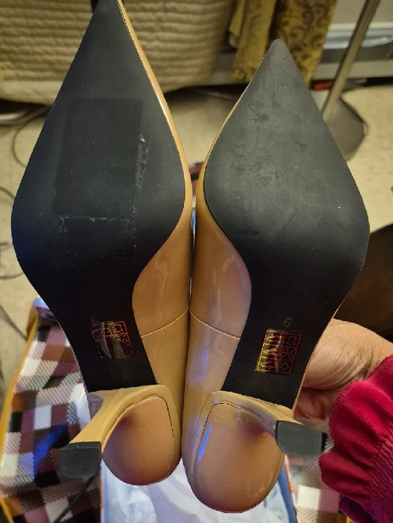 Jeffrey Campbell Beige Patent Pointed-Toe Pumps - Picture 3 of 6